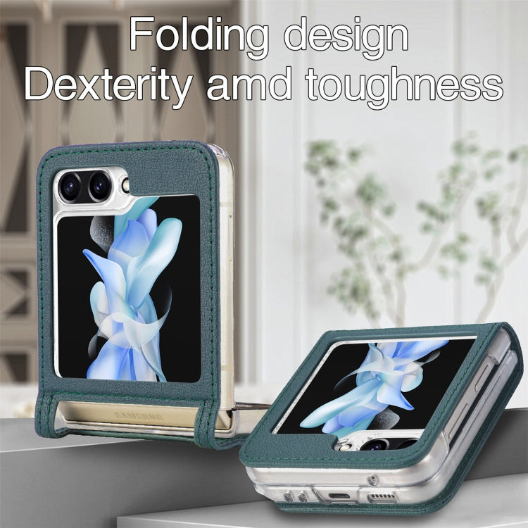 For Samsung Galaxy Z Flip6 / Flip7 FE Litchi Texture PU Card Fold Back Phone Case