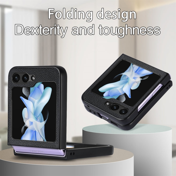 For Samsung Galaxy Z Flip6 / Flip7 FE Litchi Texture Folding Shockproof Phone Case