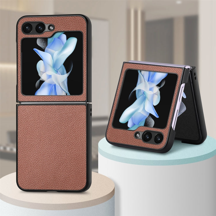 For Samsung Galaxy Z Flip6 / Flip7 FE Litchi Texture Folding Shockproof Phone Case