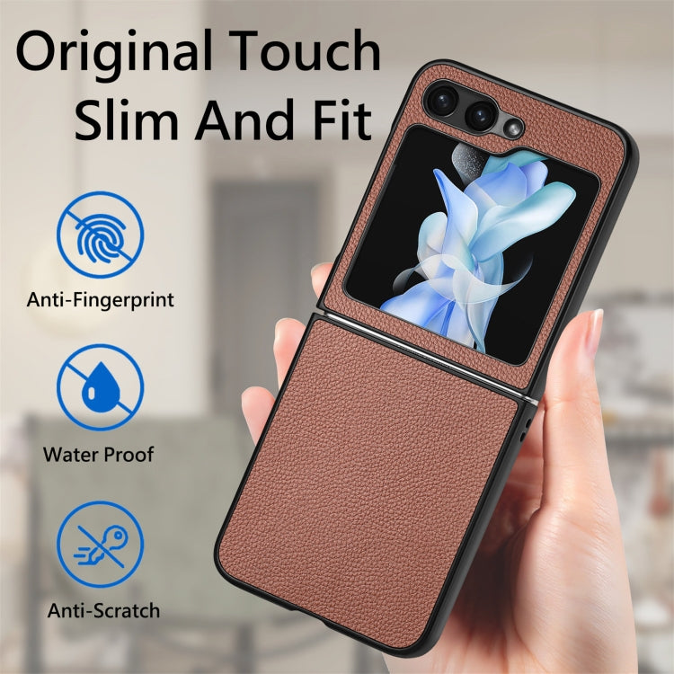 For Samsung Galaxy Z Flip6 / Flip7 FE Litchi Texture Folding Shockproof Phone Case