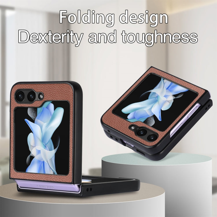 For Samsung Galaxy Z Flip6 / Flip7 FE Litchi Texture Folding Shockproof Phone Case