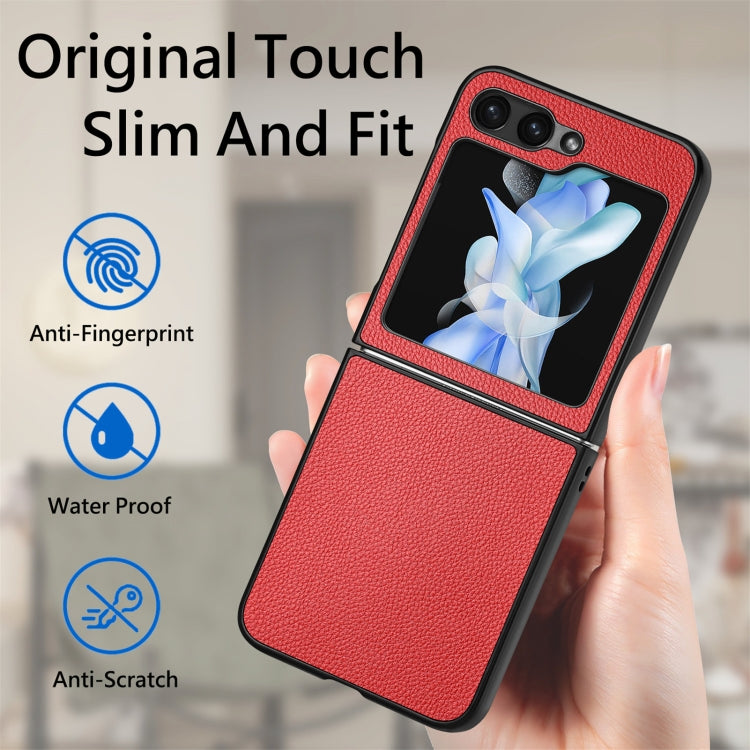 For Samsung Galaxy Z Flip6 / Flip7 FE Litchi Texture Folding Shockproof Phone Case