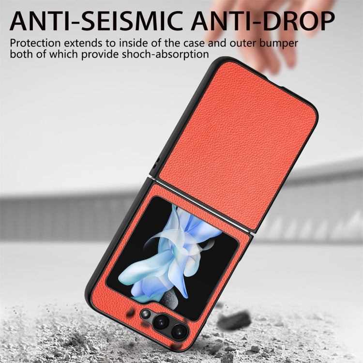 For Samsung Galaxy Z Flip6 / Flip7 FE Litchi Texture Folding Shockproof Phone Case