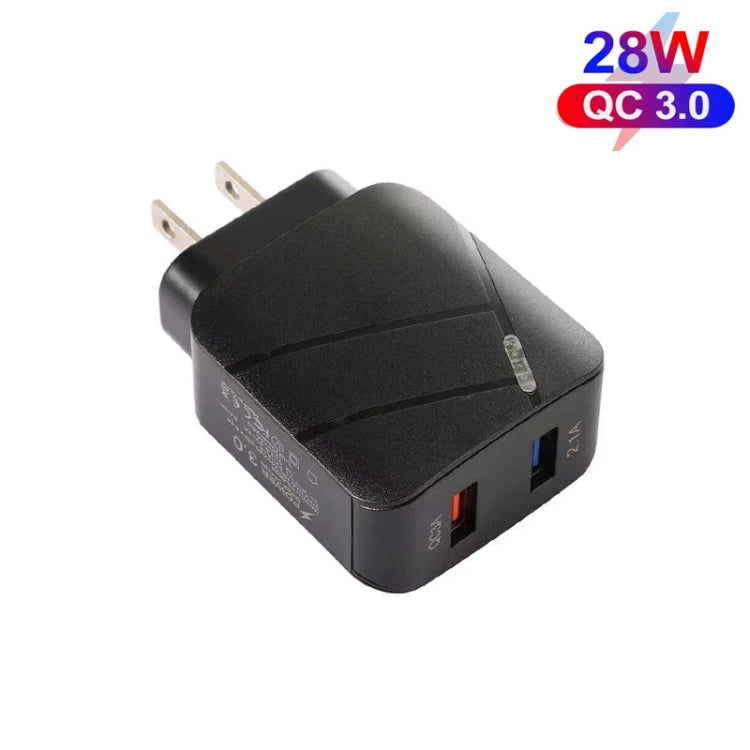 TE-Q820 28W Dual USB QC3.0 18W Mobile Phone Charger, US Plug