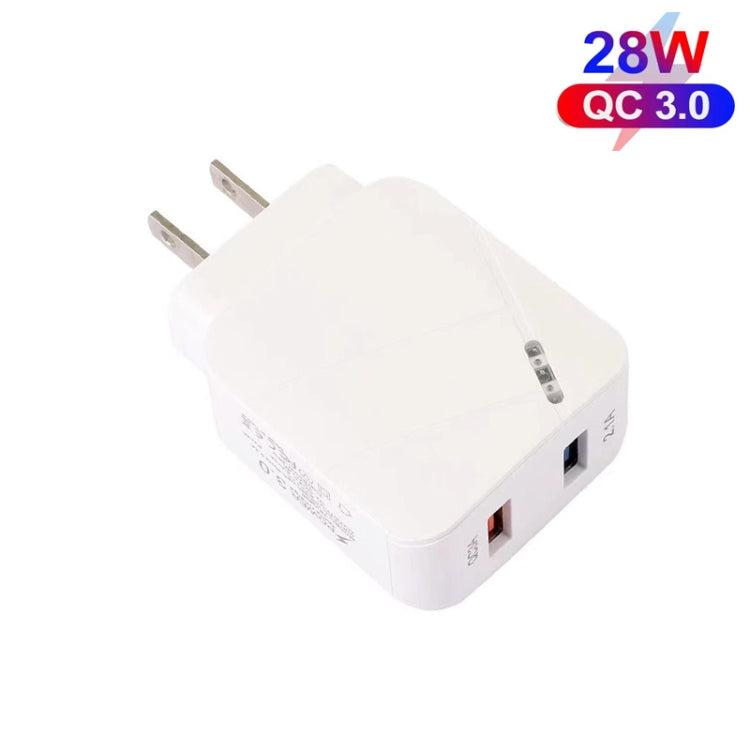 TE-Q820 28W Dual USB QC3.0 18W Mobile Phone Charger, US Plug