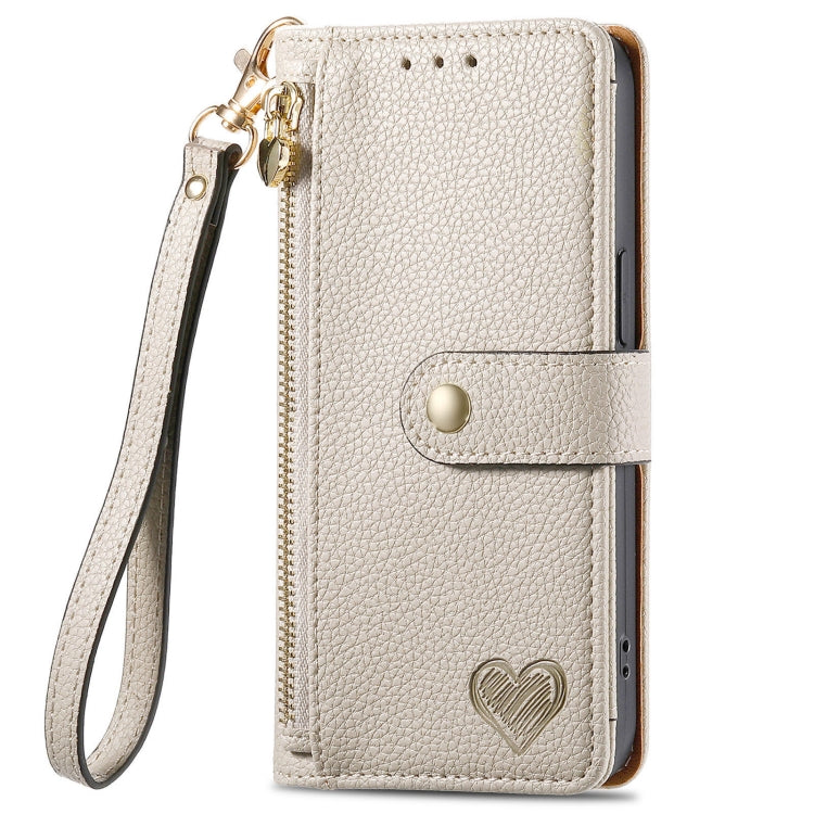 For Sharp Aquos R8 Pro Love Zipper Lanyard Leather Phone Case