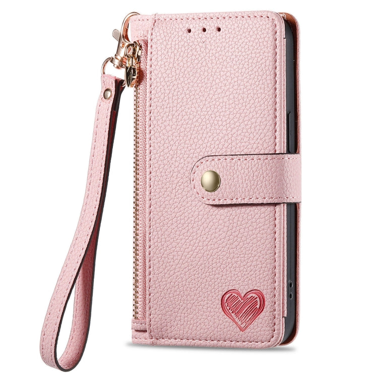 For Sharp Aquos R8 Pro Love Zipper Lanyard Leather Phone Case