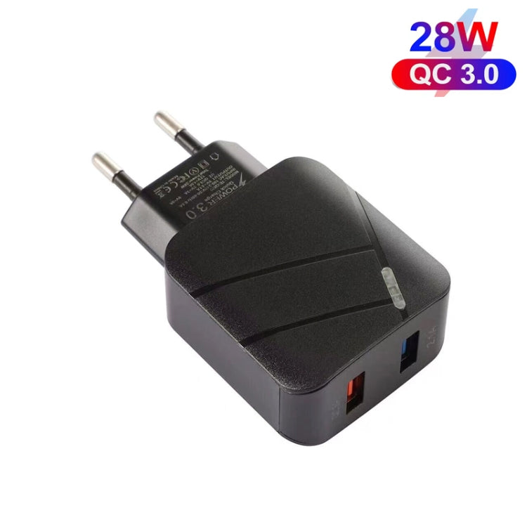 TE-Q820 28W Dual USB QC3.0 18W Mobile Phone Charger, EU Plug