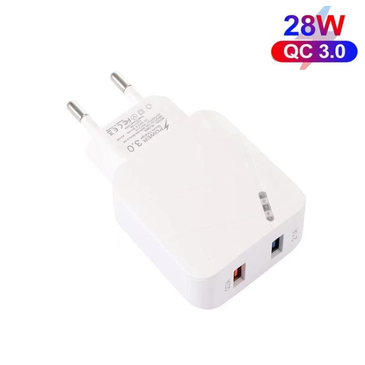 TE-Q820 28W Dual USB QC3.0 18W Mobile Phone Charger, EU Plug