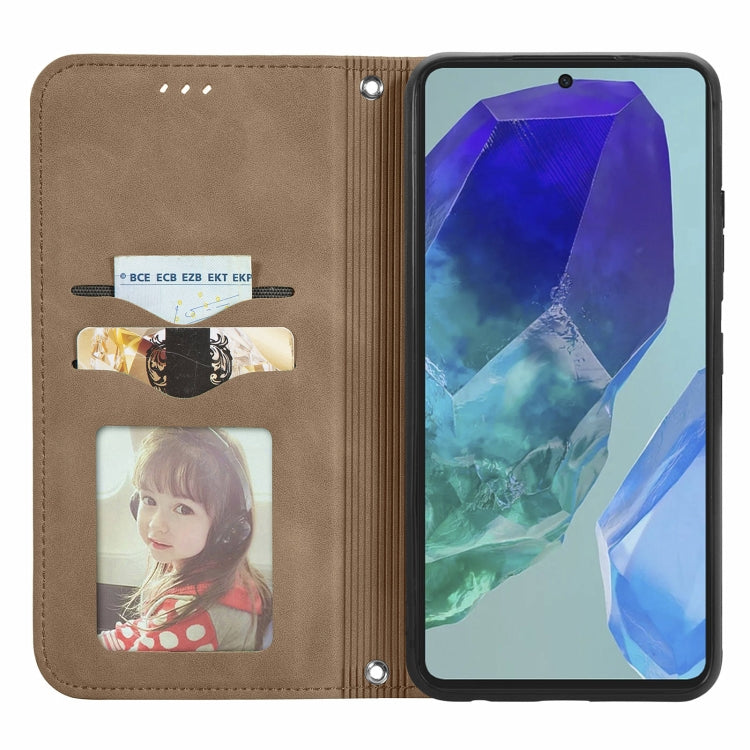 For Samsung Galaxy M55 Retro Skin Feel Magnetic Leather Phone Case
