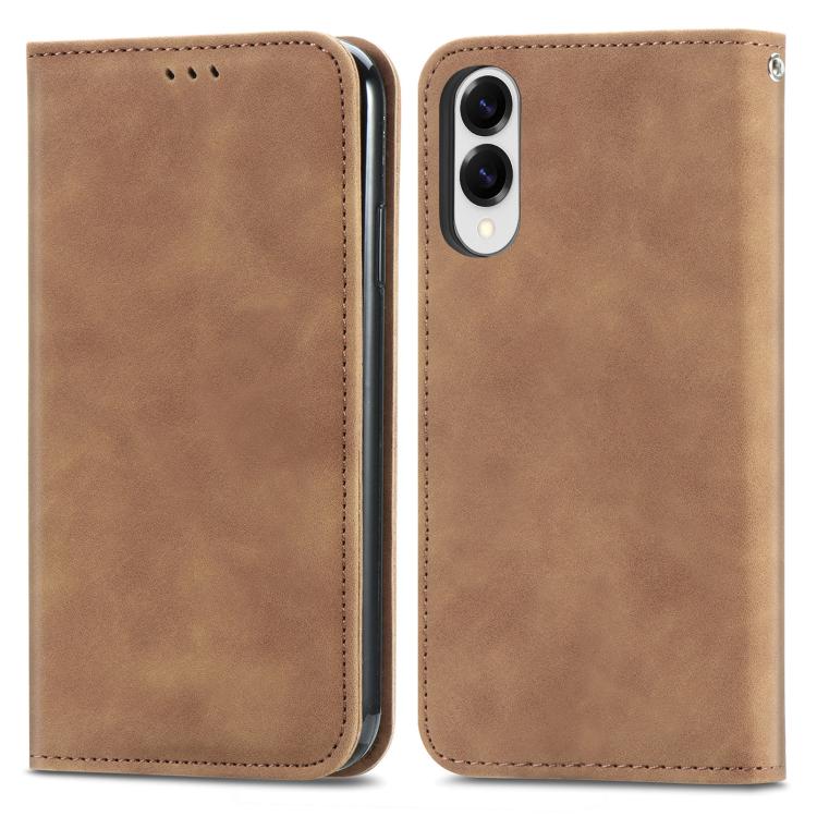 For Samsung Galaxy S25 Edge 5G Retro Skin Feel Magnetic Leather Phone Case