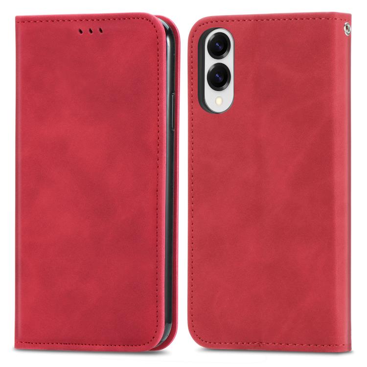 For Samsung Galaxy S25 Edge 5G Retro Skin Feel Magnetic Leather Phone Case