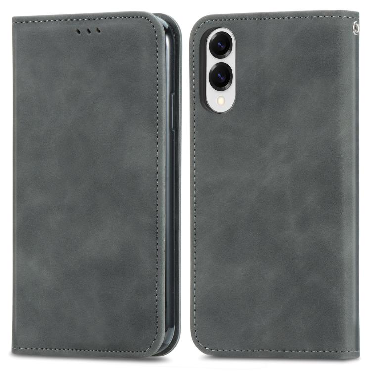 For Samsung Galaxy S25 Edge 5G Retro Skin Feel Magnetic Leather Phone Case