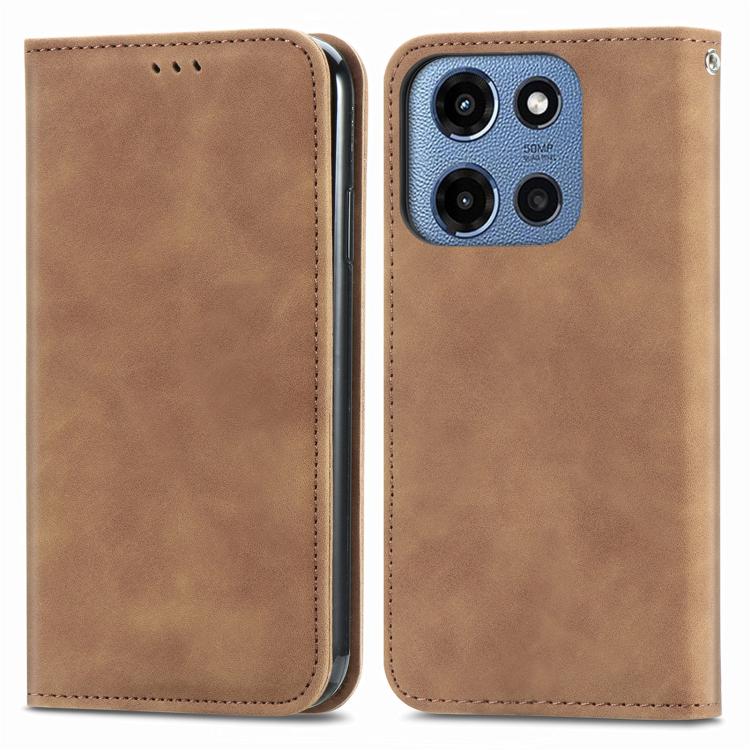 For Motorola Moto G 2025 Retro Skin Feel Magnetic Flip Leather Phone Case
