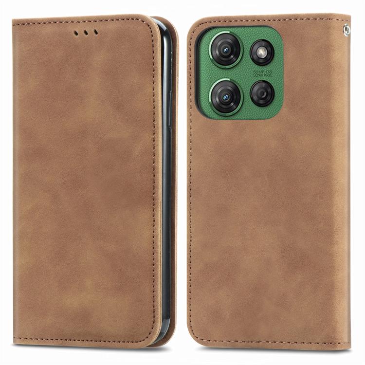 For Motorola Moto G Power 2025 Retro Skin Feel Magnetic Flip Leather Phone Case