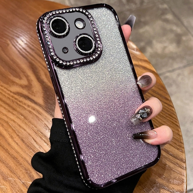 For iPhone 14 Diamond Gradient Glitter TPU Phone Case