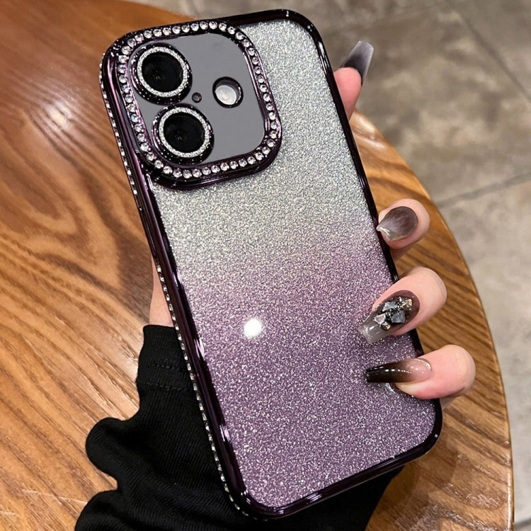 For iPhone 16 Diamond Gradient Glitter TPU Phone Case