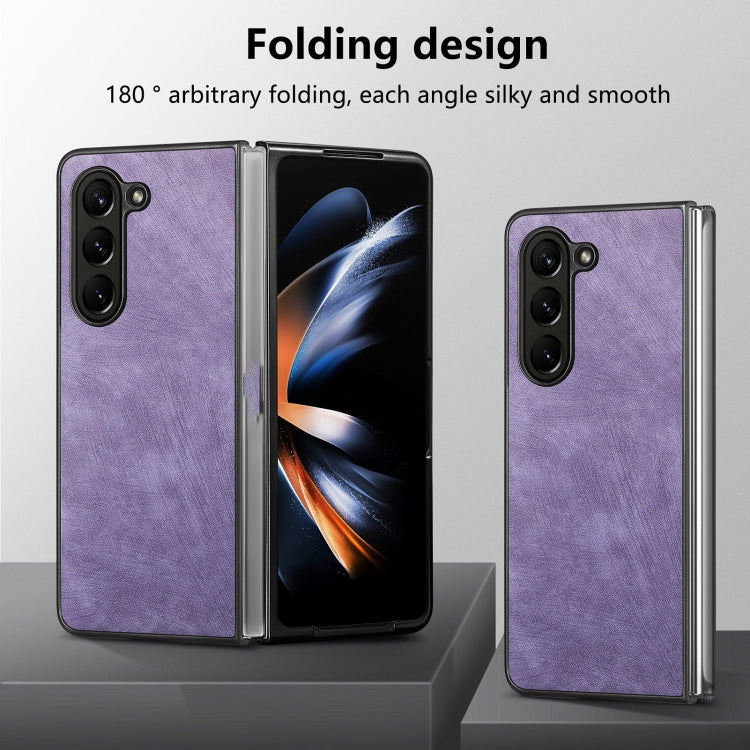 For Samsung Galaxy Z Fold6 5G Skin-feel Solid Color PU Back Cover Phone Case