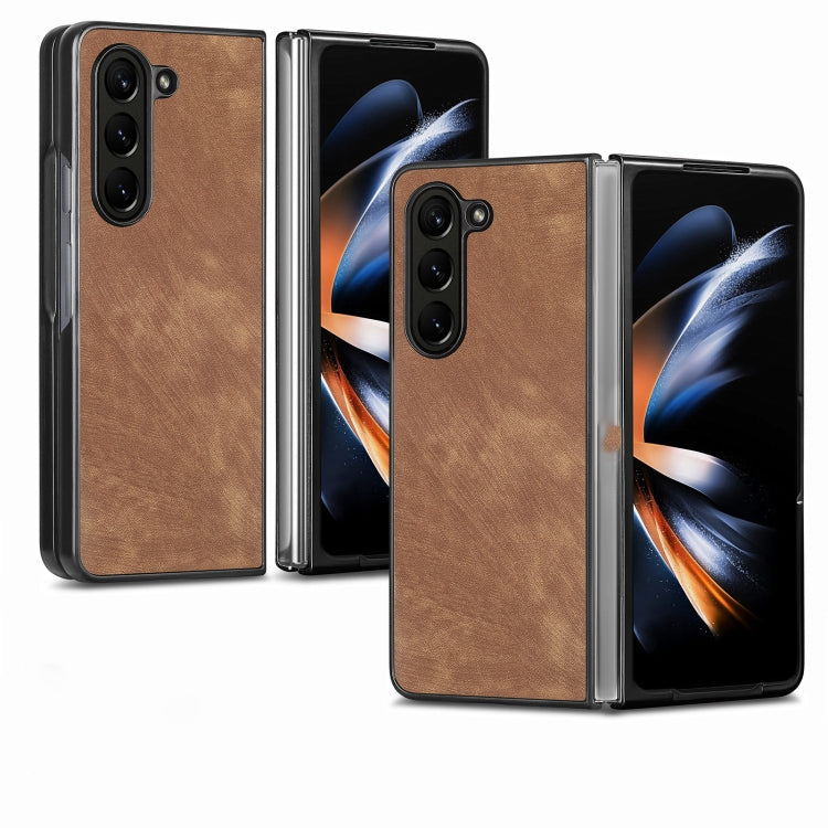 For Samsung Galaxy Z Fold6 5G Skin-feel Solid Color PU Back Cover Phone Case