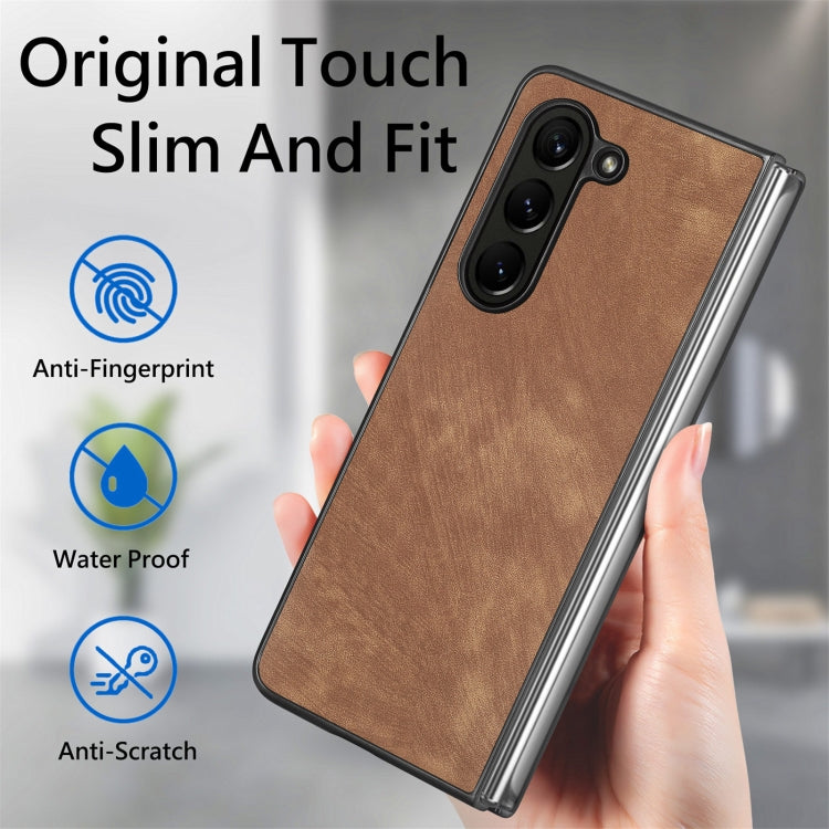 For Samsung Galaxy Z Fold6 5G Skin-feel Solid Color PU Back Cover Phone Case