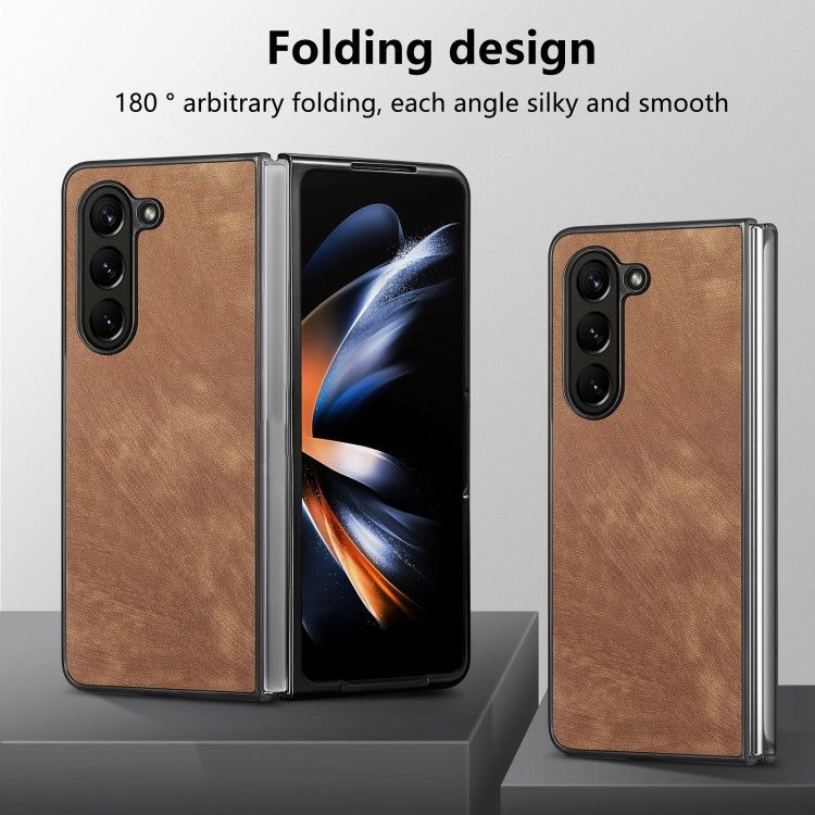 For Samsung Galaxy Z Fold6 5G Skin-feel Solid Color PU Back Cover Phone Case