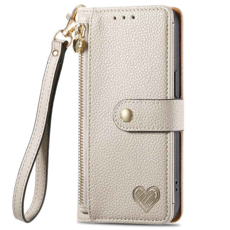 For ZTE Blade A34 Love Zipper Lanyard Leather Phone Case