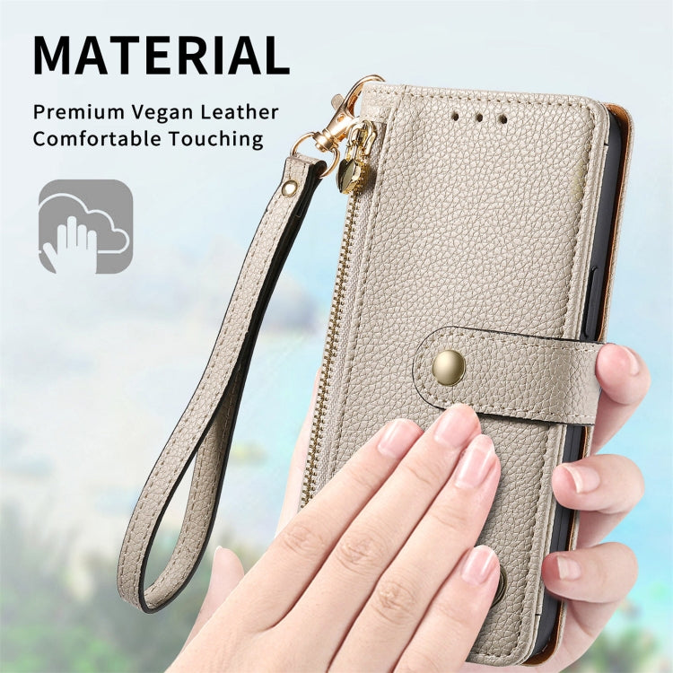 For ZTE Blade A34 Love Zipper Lanyard Leather Phone Case