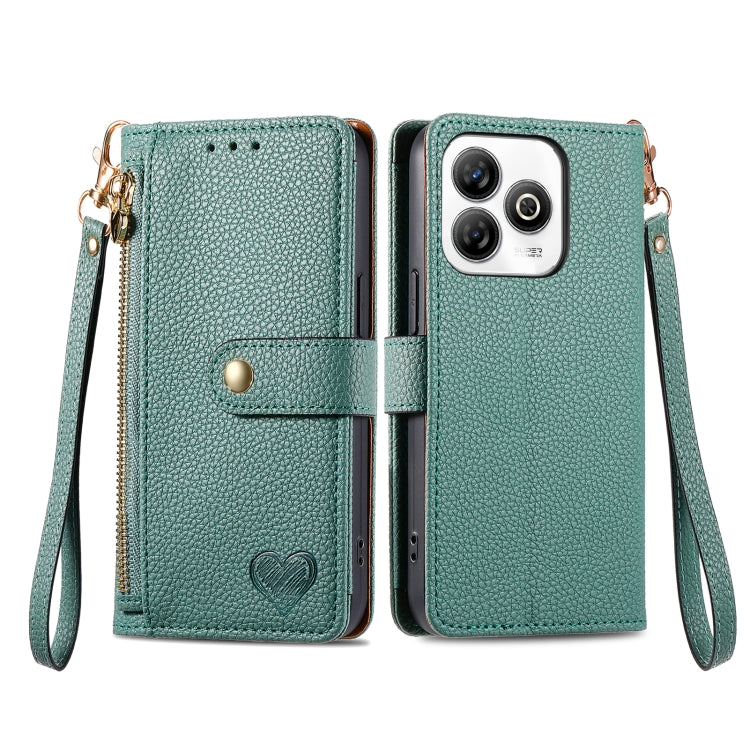 For ZTE Blade A75 4G Love Zipper Lanyard Leather Phone Case