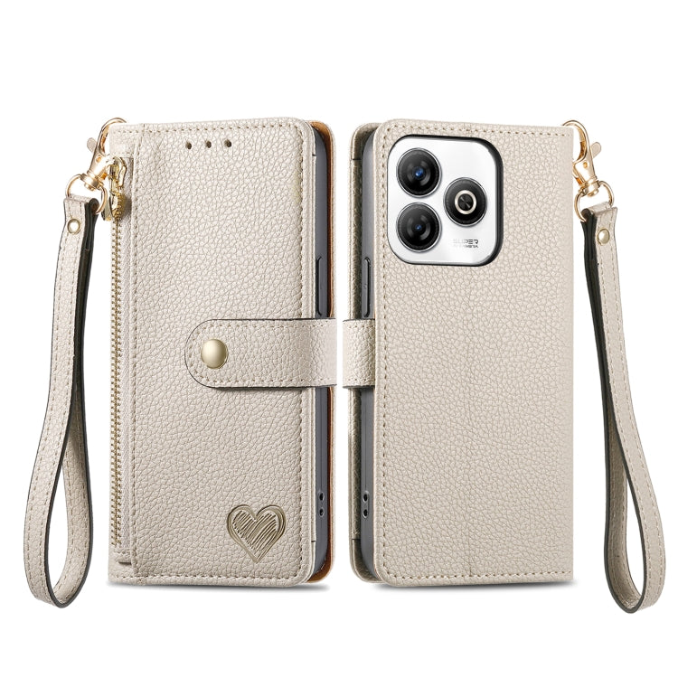 For ZTE Blade A75 4G Love Zipper Lanyard Leather Phone Case
