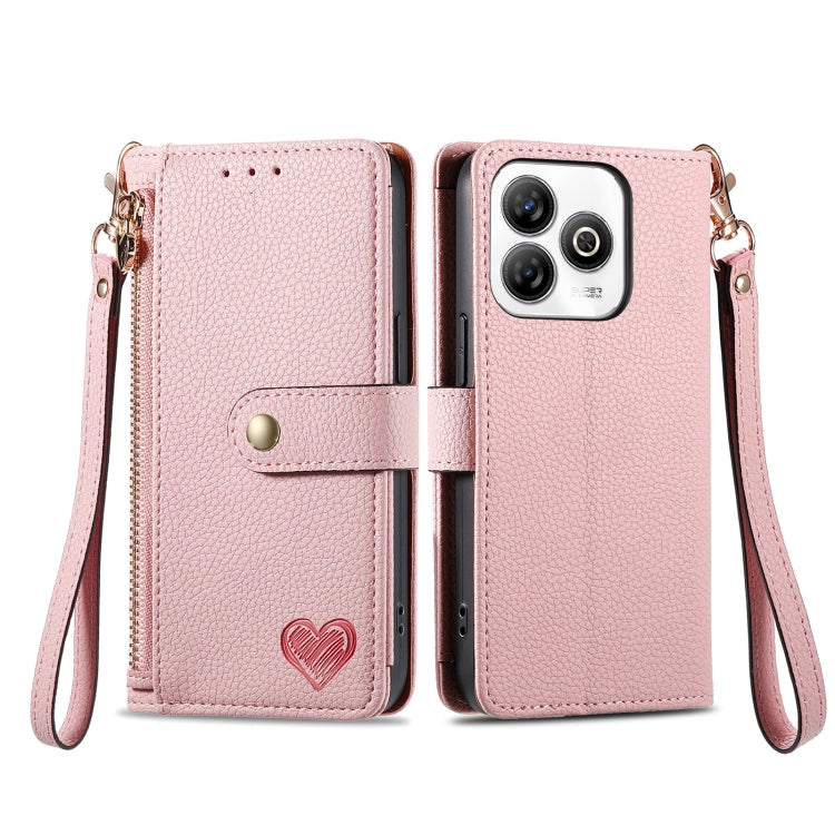 For ZTE Blade A75 4G Love Zipper Lanyard Leather Phone Case