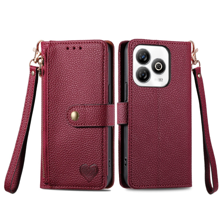 For ZTE Blade A75 4G Love Zipper Lanyard Leather Phone Case