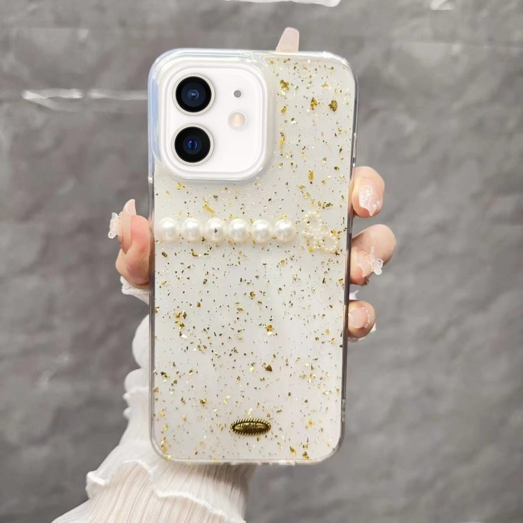 For iPhone  12 Gold Foil Pearl Bow TPU Phone Case
