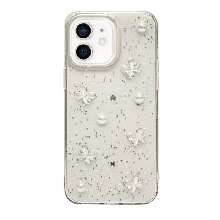 For iPhone  12 Glitter Pearl Butterfly TPU Phone Case - Pearl Butterfly