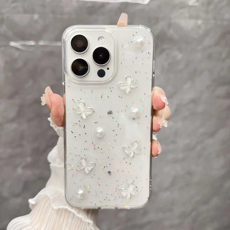 For iPhone  12 Glitter Pearl Butterfly TPU Phone Case - Pearl Butterfly