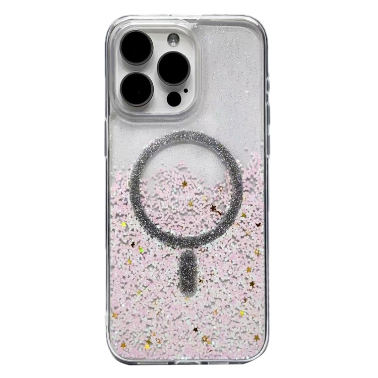 For iPhone 15 Pro Max Gradient Glitter MagSafe PC Hybrid TPU Phone Case