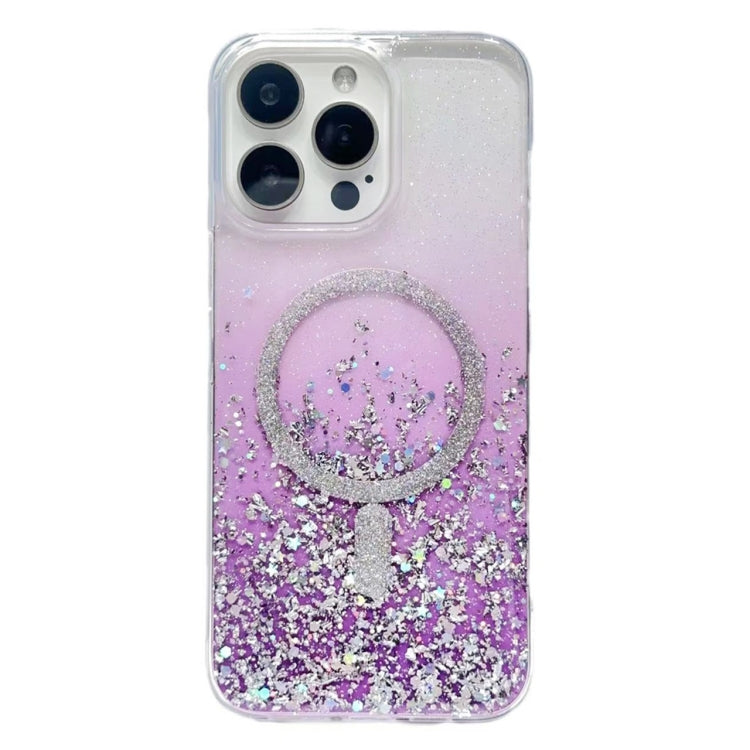 For iPhone 15 Pro Gradient Glitter MagSafe PC Hybrid TPU Phone Case