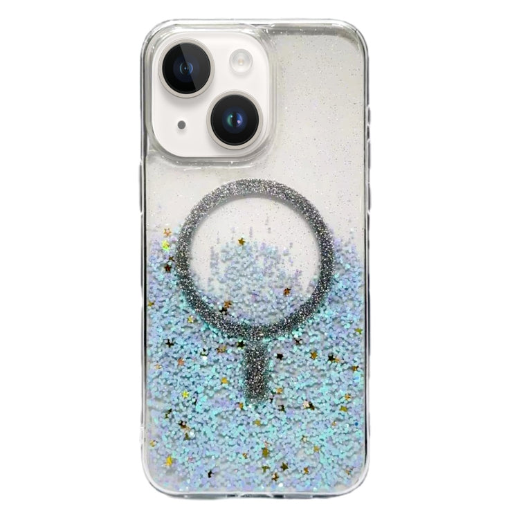 For iPhone 15 Gradient Glitter MagSafe PC Hybrid TPU Phone Case