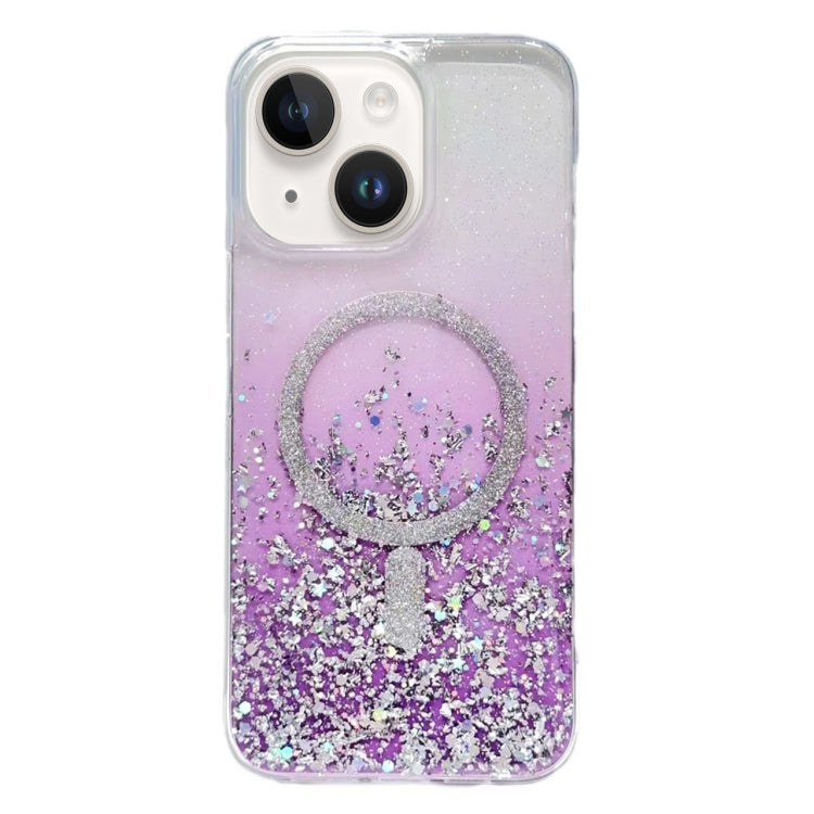 For iPhone 14 Plus Gradient Glitter MagSafe PC Hybrid TPU Phone Case