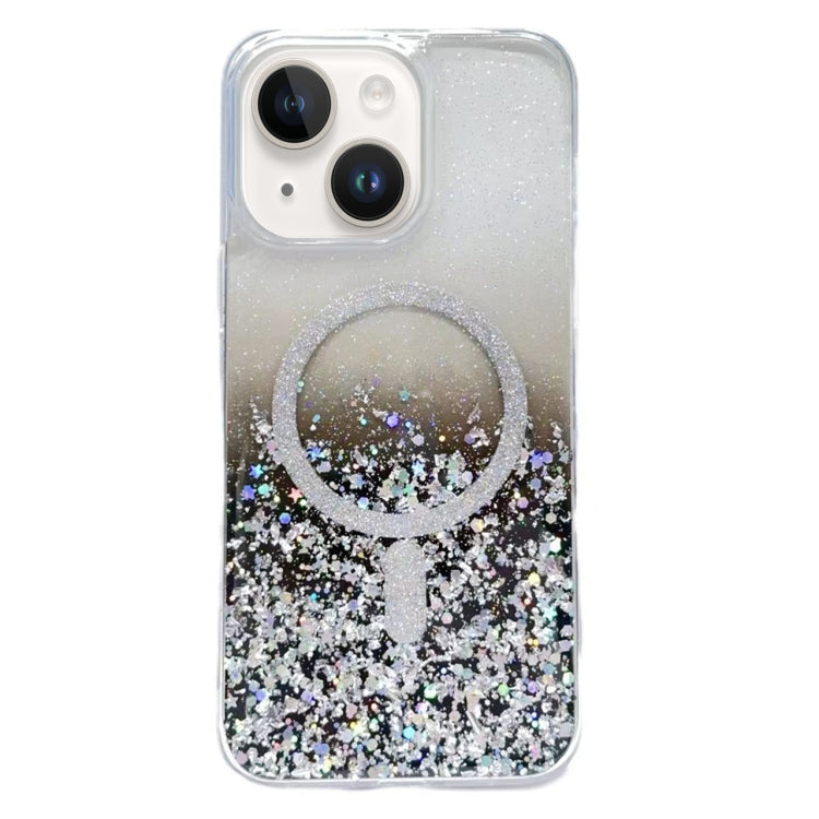 For iPhone 14 Plus Gradient Glitter MagSafe PC Hybrid TPU Phone Case