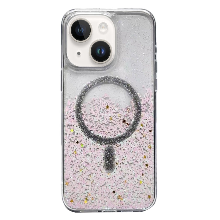 For iPhone 14 Plus Gradient Glitter MagSafe PC Hybrid TPU Phone Case