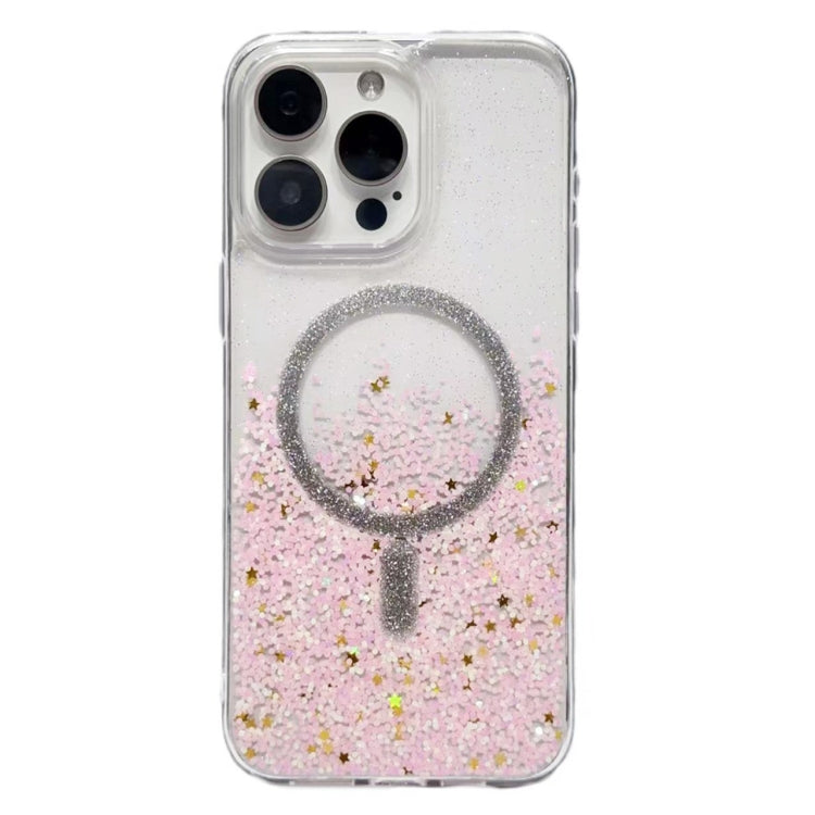 For iPhone 14 Pro Max Gradient Glitter MagSafe PC Hybrid TPU Phone Case