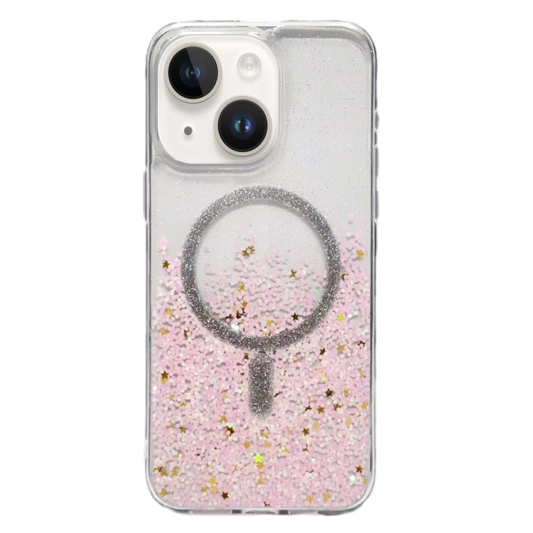 For iPhone 13 Gradient Glitter MagSafe PC Hybrid TPU Phone Case