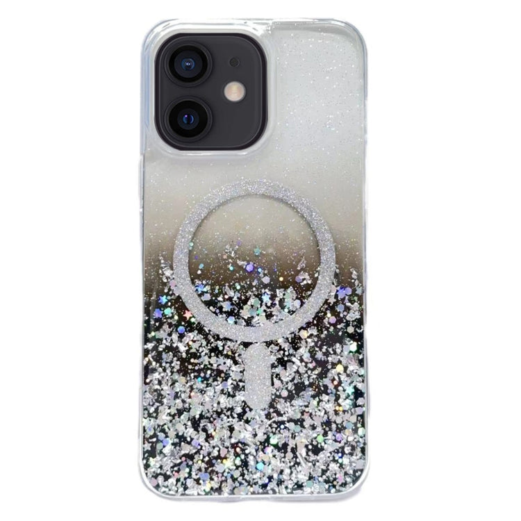 For iPhone 12 Gradient Glitter MagSafe PC Hybrid TPU Phone Case