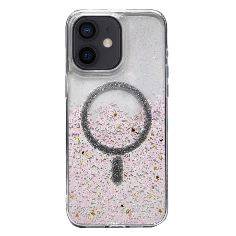 For iPhone 12 Gradient Glitter MagSafe PC Hybrid TPU Phone Case