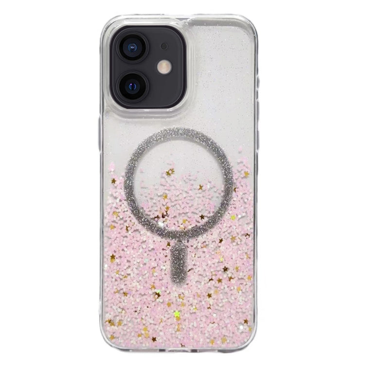 For iPhone 12 Gradient Glitter MagSafe PC Hybrid TPU Phone Case