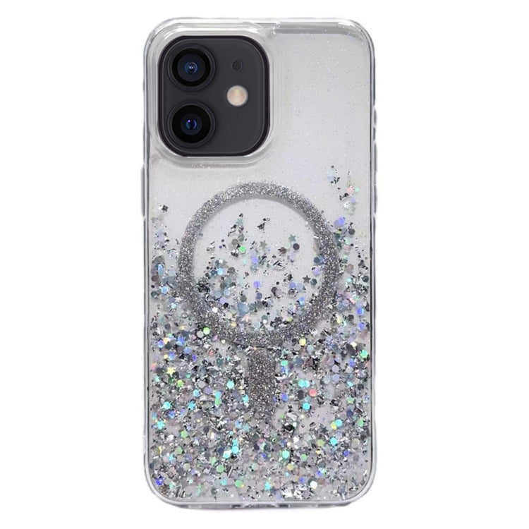 For iPhone 12 Gradient Glitter MagSafe PC Hybrid TPU Phone Case