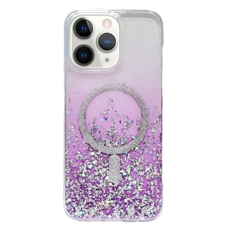 For iPhone 11 Pro Max Gradient Glitter MagSafe PC Hybrid TPU Phone Case