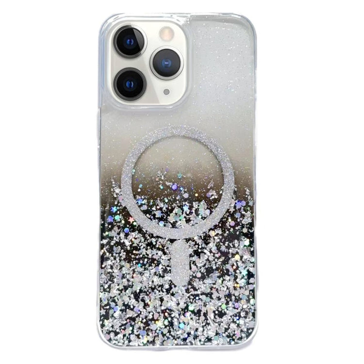 For iPhone 11 Pro Max Gradient Glitter MagSafe PC Hybrid TPU Phone Case