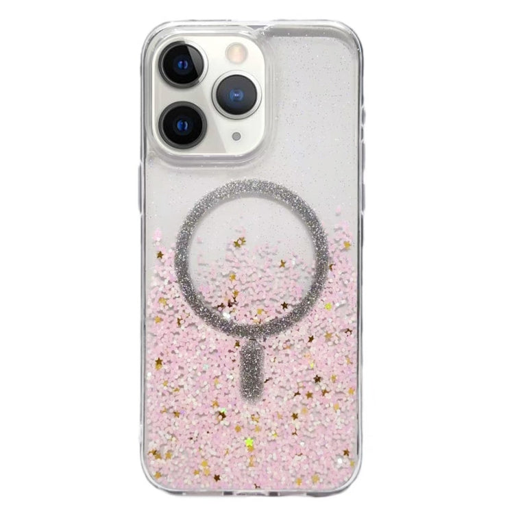 For iPhone 11 Pro Max Gradient Glitter MagSafe PC Hybrid TPU Phone Case