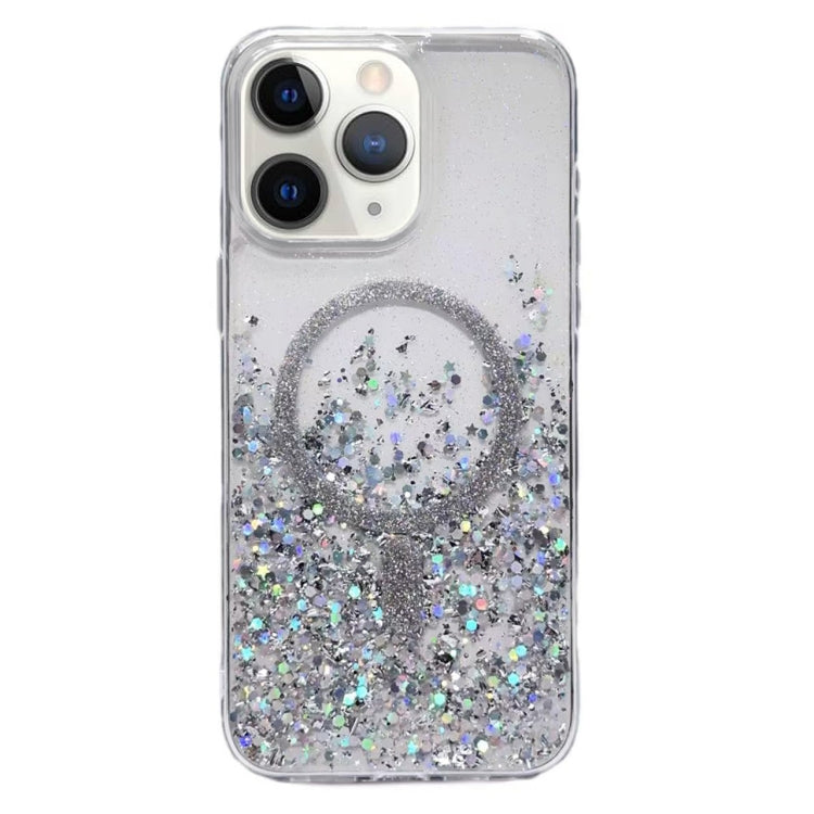 For iPhone 11 Pro Max Gradient Glitter MagSafe PC Hybrid TPU Phone Case